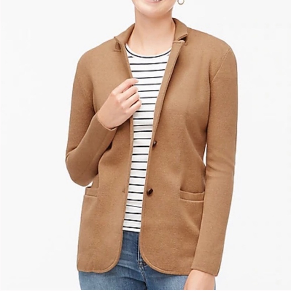 J. Crew G9309 Camel Tan Sweater Blazer Size Small